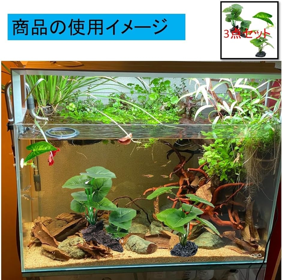 ベタ 休憩 人工水草 3点 アクアリウム 水槽 流木 レイアウト 熱帯魚