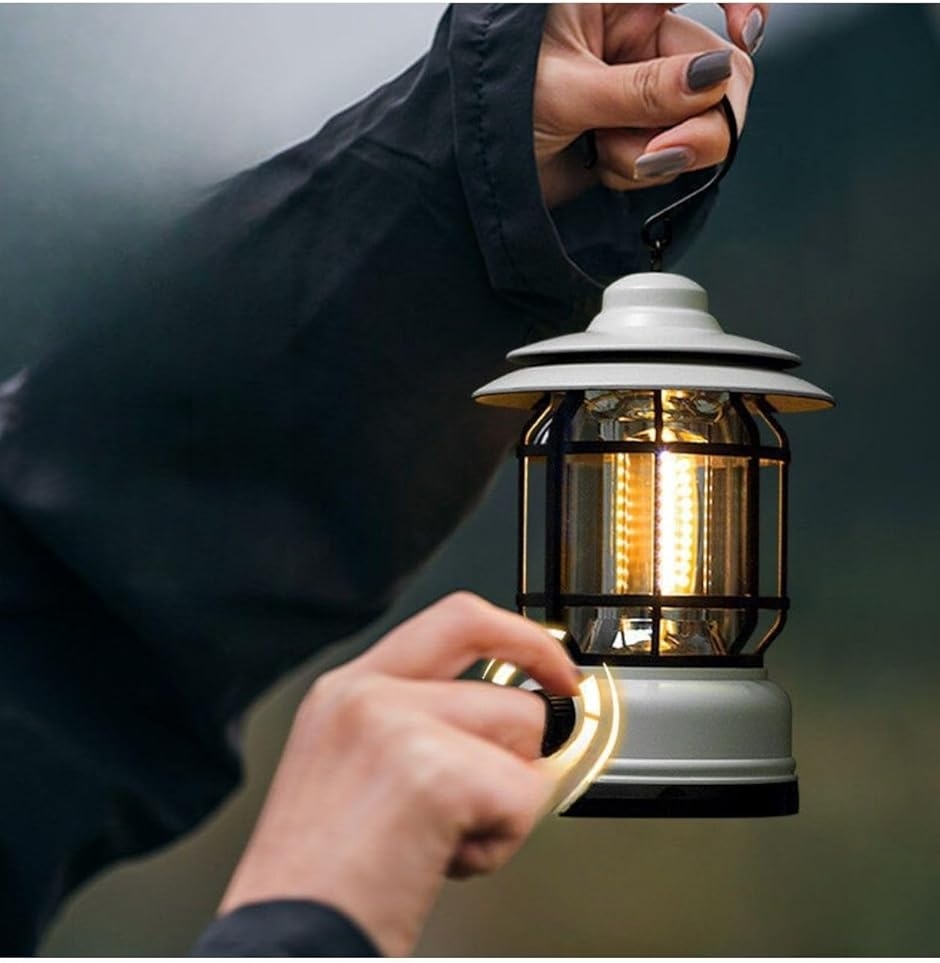USB充電式 LED キャンプランタン レトロランタン 無段階調光 最大24