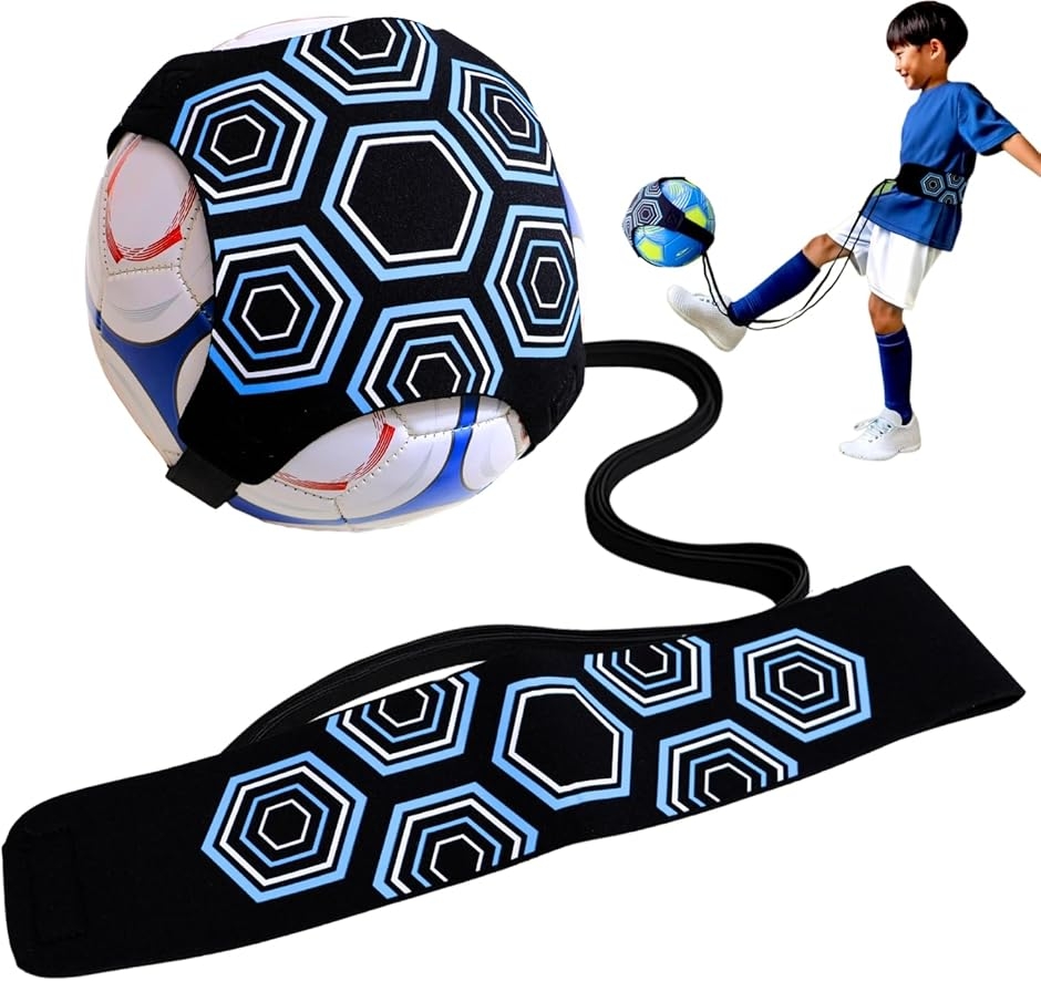 サッカー 練習 基礎感覚を身に付ける リフティングボール トレーニング 室内 練習道具 用品 3号 4号 5号 (ブラックxブルー)