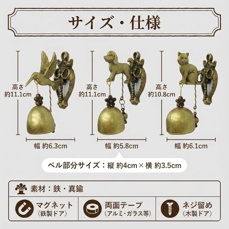 ドアベル ドアチャイム 玄関ベル 店舗用 開けるたび、小さな幸せ ドア