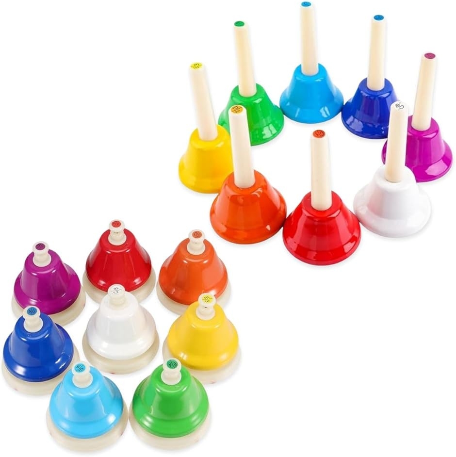 ハンドベル 卓上ベル 楽器 鈴 ミュージックベル 子供 8音 2種 16個