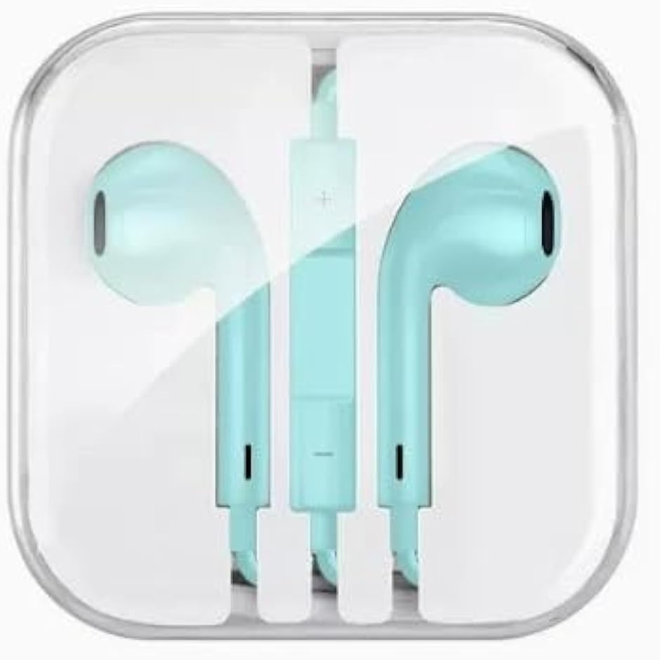 無地・デコ用 イヤホン 有線イヤホン 3.5mmジャック HIFI音質 音量調整 重低音 マイク付き 通話可能 (ミント,  3.5mm)