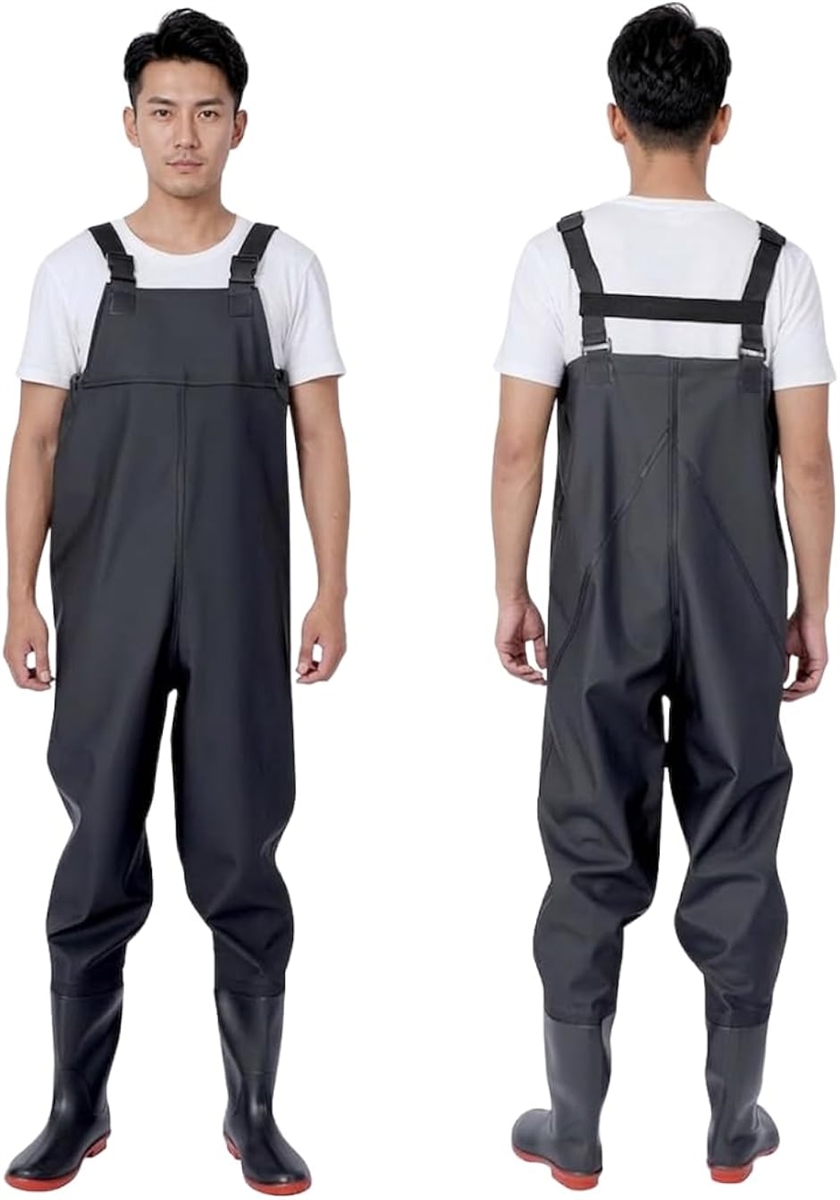 ウェーダー 胴長 長靴 防水 釣り フィッシング スーツ ウエイダー 漁師 ヒップ どうなが 胴長靴 (ブラック,  27.5cm)