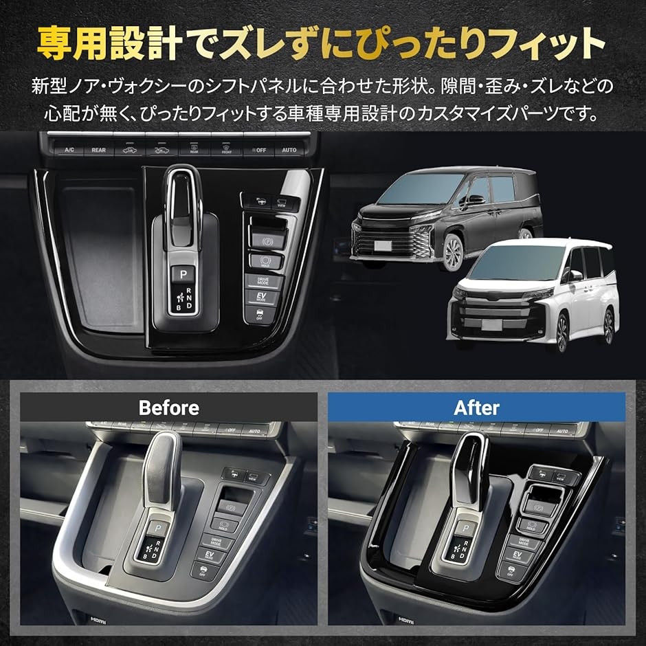 つやっつやの光沢感 新型90系ノア/ヴォクシー専用 シフトパネルセット