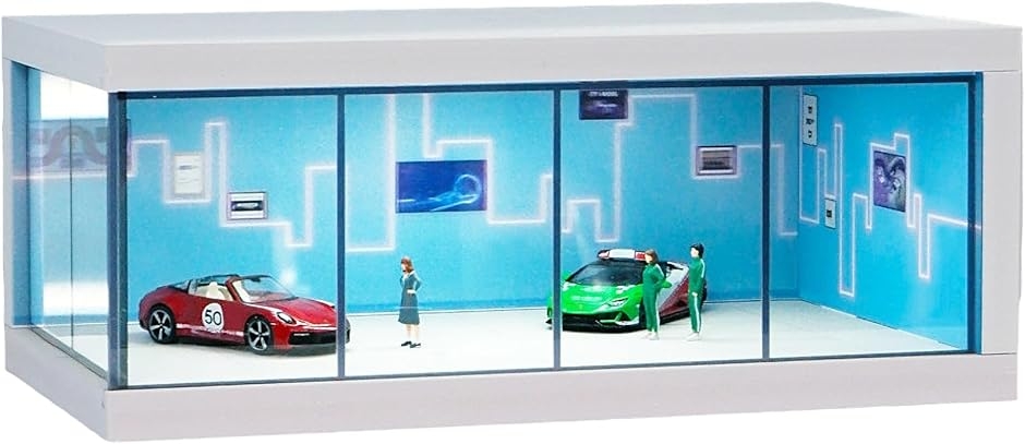 1/64スケールミニカー用地下駐車場ジオラマ LED ライト点灯 車模展示ベース ミニカー ディスプレイ 5階建立体駐車場 LED照明搭載 1/64スケール