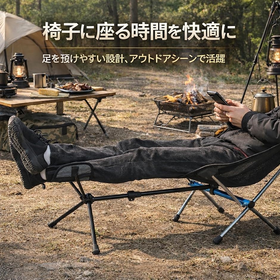 ヘリノックス互換 アウトドアチェア フットレスト足置き 折りたたみ