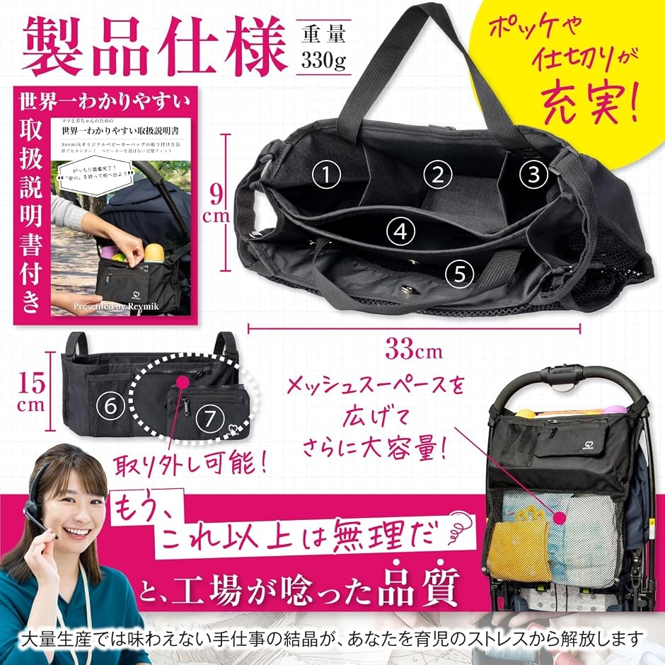 整形外科医・監修 ベビーカー用バッグ 良質素材 赤ちゃんが口をつけて
