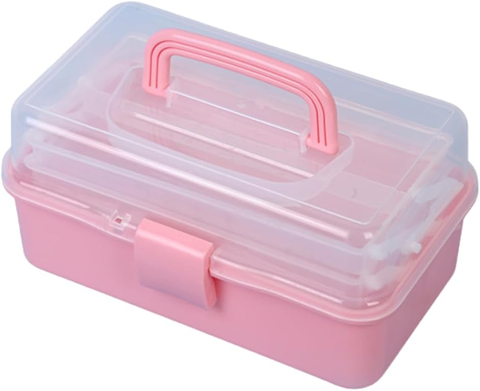 ツールボックス 3段 道具箱 工具 救急箱 小物入れ 収納ケース (ピンク,  31.5cmx18cmx14cm)