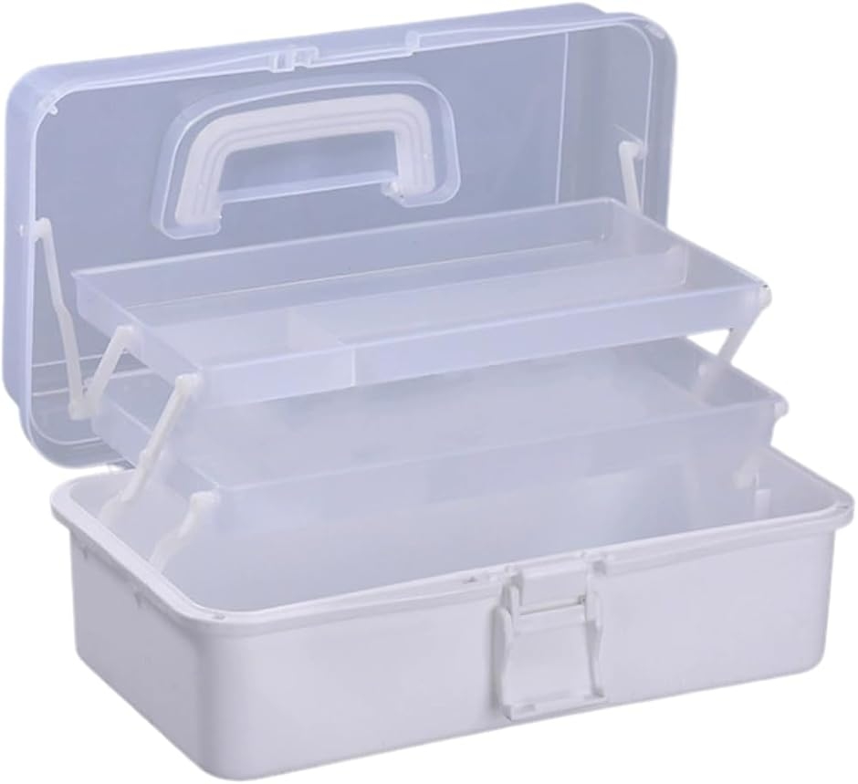 ツールボックス 3段 道具箱 工具 救急箱 小物入れ 収納ケース (ホワイト,  31.5cmx18cmx14cm)