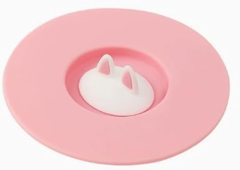 マグカップ 蓋 シリコン コップ カップ麺の蓋押さえ マグカップカバー 可愛い 耐冷 耐熱 水洗い (猫耳（小・ピンク）)