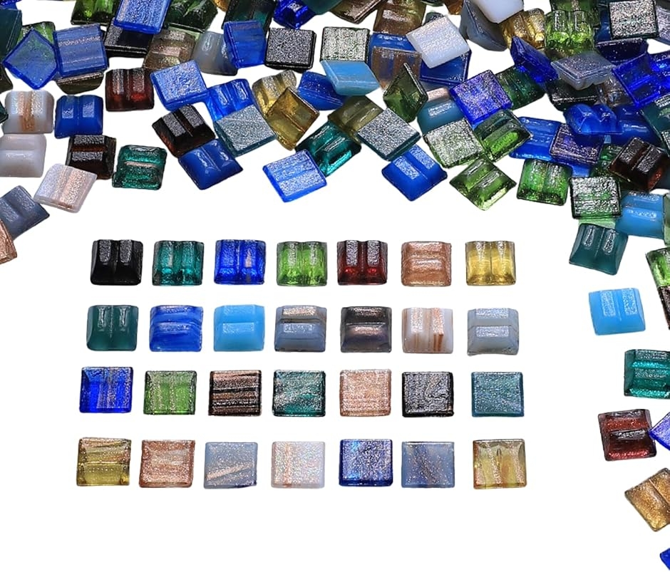 �K���X���U�C�N�^�C�� 1cm�����` ��300�� DIY ���� �f�R���[�V���� �N���t�g (�����_��B,  1 x 1 x 0.3 cm)