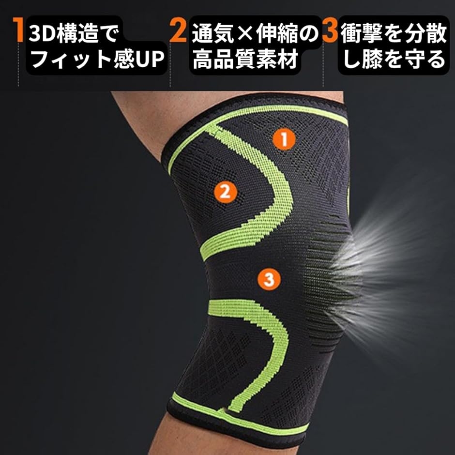 膝サポーター ニースリーブ 3D加圧 スポーツ用 高弾力 サポート 理学