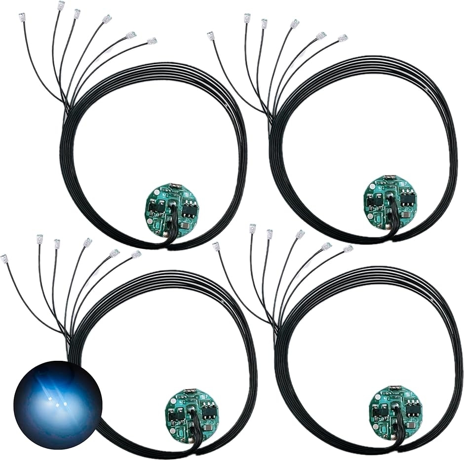 LED ���C�X�C�b�` ���[�h�� 6�{ �d�� 4�Z�b�g �_�� �_�� �{�^���d�r CR927�Ή� �͌^ �v�����f�� ���C�g (�z���C�g 6)