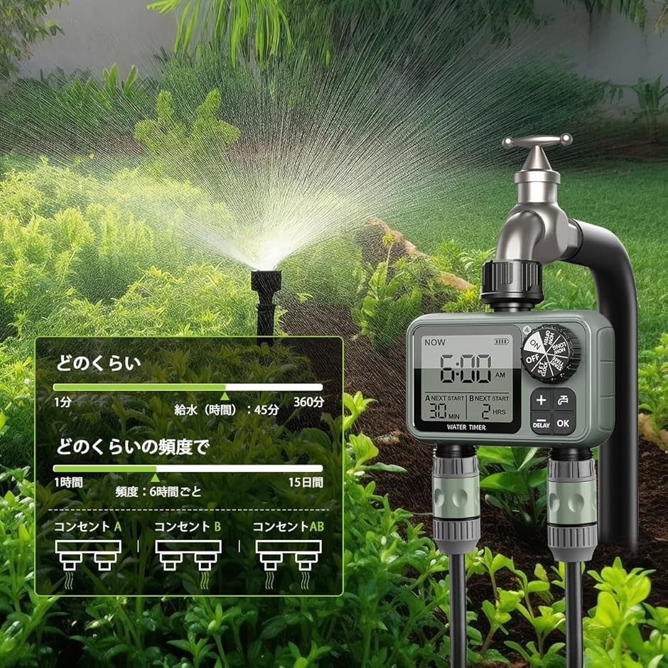 自動散水タイマー 散水ホース 植物灌水 散水システム 散水用具 灌漑