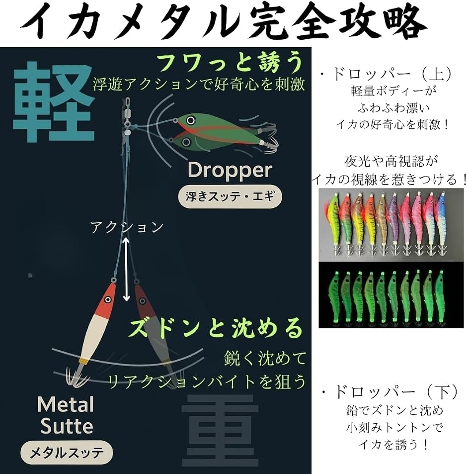 エギング イカ メタル 発光 高 反射 鉛 スッテ セット (アースカラー