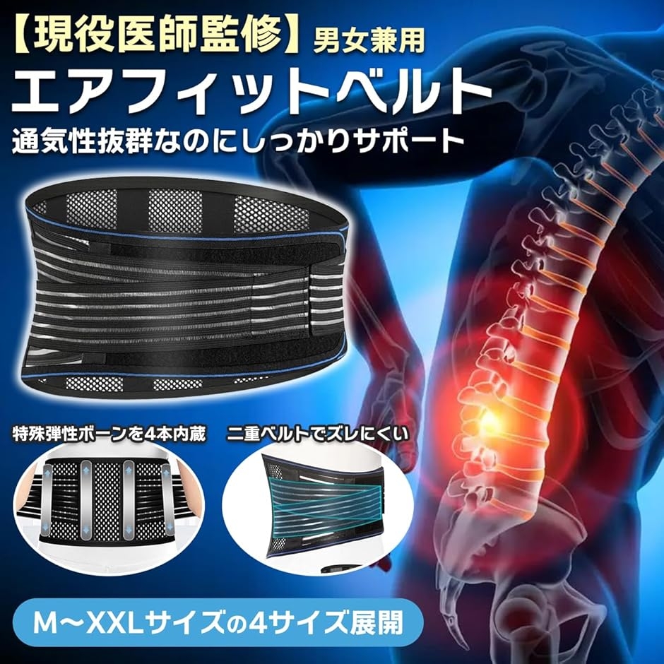 新設計x現役医師監修 メッシュ 腰サポーター 薄型 軽量 骨盤ベルト