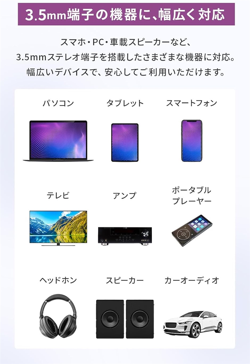 3.5mm オーディオケーブル 片側L型 1m...の詳細画像5