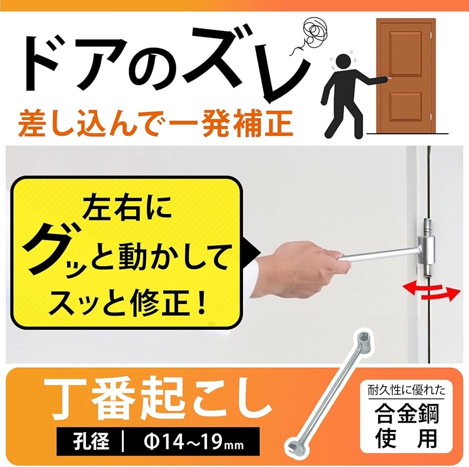 丁番起こし ドアヒンジ レンチ 調整ツール 歪み 補修 幅広いサイズに