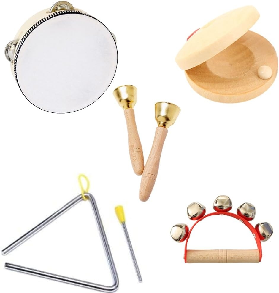 パーカッション 楽器セット 5点 タンバリン カスタネット ハンドベル