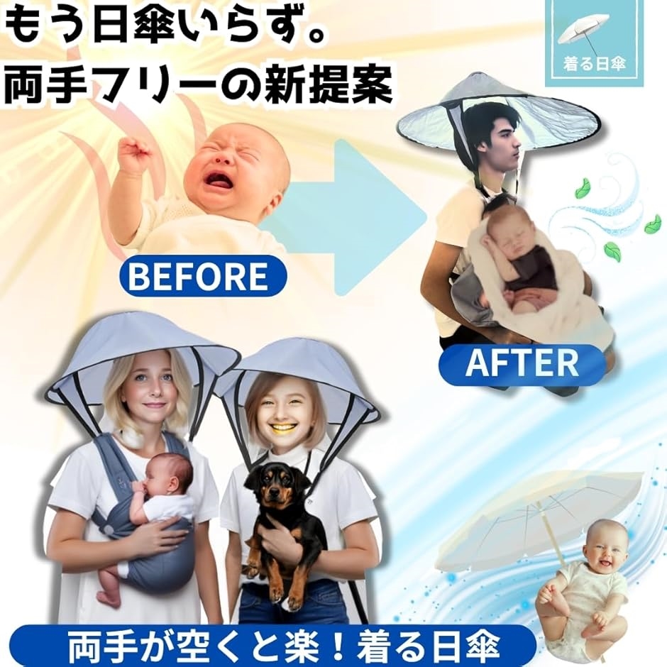 かぶる 傘 背負い 日傘 ハンズフリー 釣り 手ぶら サンシェイド