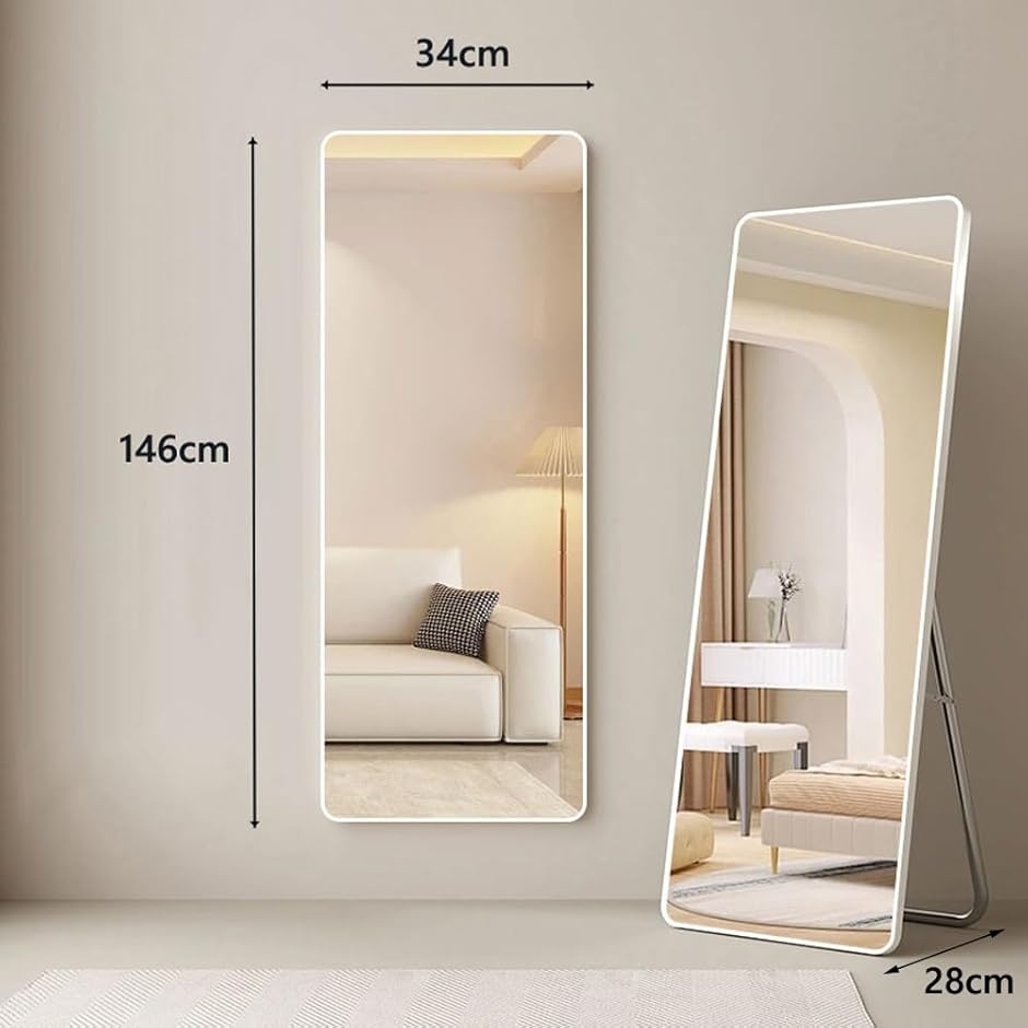 姿見鏡 全身鏡 ミラー スタンド鏡 完成品 壁掛けミラー 幅34x高さ146cm