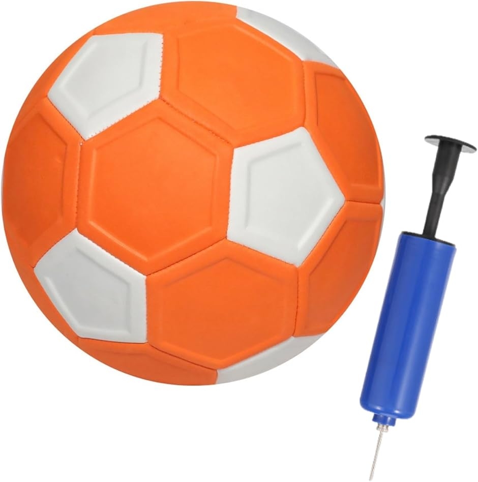 サッカーボール カーブ 曲がる 変化球 魔球 4号 バナナシュート 練習 フリーキック 遊び 空気入れ ポンプ付き (オレンジ,  4号)