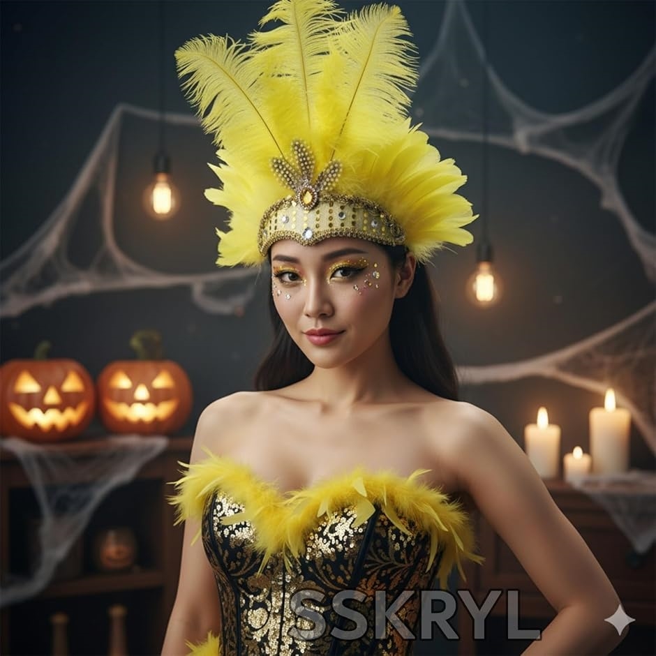 サンバ カーニバル ヘッド ドレス ヘアアクセサリー 羽根 ダンス