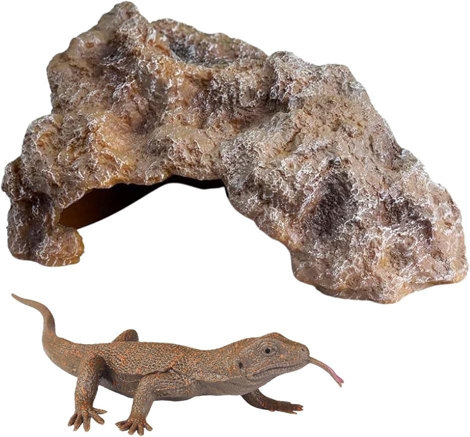 HOTQ 爬虫類 シェルター レオパ 水槽 装飾 隠れ家 洞窟 トカゲ 亀 飼育