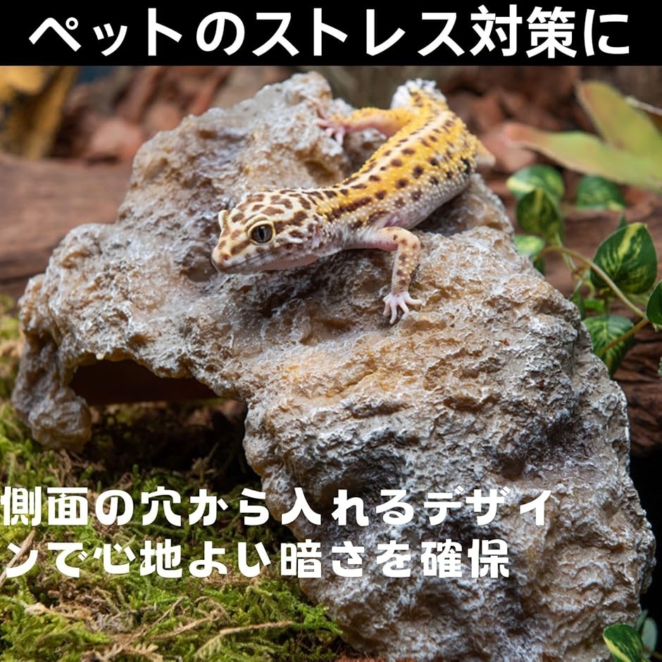 HOTQ 爬虫類 シェルター レオパ 水槽 装飾 隠れ家 洞窟 トカゲ 亀 飼育