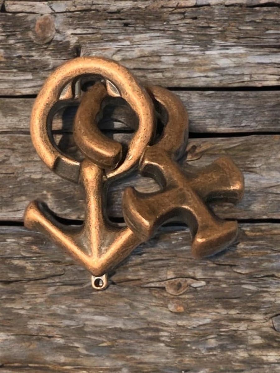 メタルパズル 6点セット、アンティーク調、南京錠・砂時計・錨型など