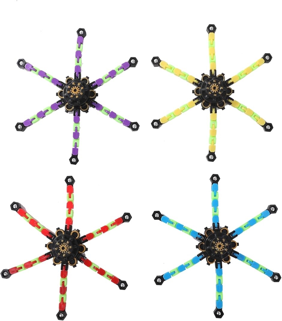 ハンドスピナー ギアスピナー 変形可能 蛍光スピナー 4個セット フィ