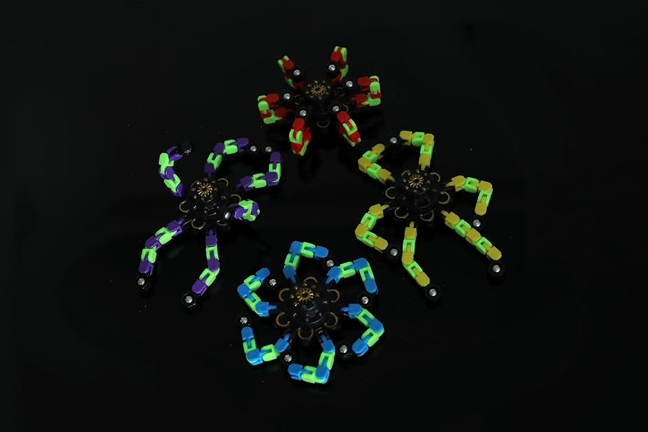 ハンドスピナー ギアスピナー 変形可能 蛍光スピナー 4個セット フィ