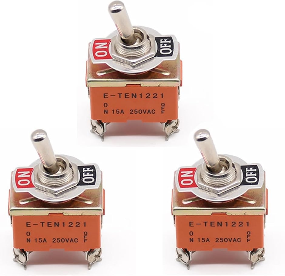 トグルスイッチ 4脚 2ギア 双極単投 15A 250V 3個入り : スピード発送