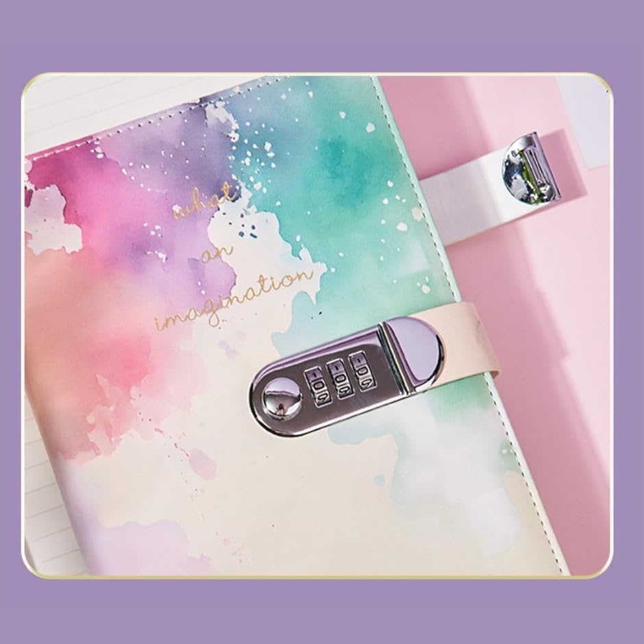 鍵付き日記帳 女の子向け A5サイズ ダイヤルロック付き ボールペン付き