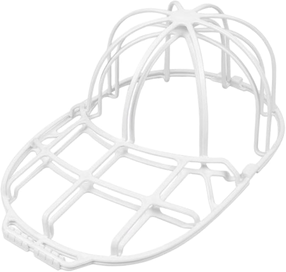 キャップウォッシャー 帽子洗濯 型崩れ防止 洗濯ネット付 洗濯機対応 帽子ハンガー 野球帽 耐久性 (ホワイト,  Free Size)