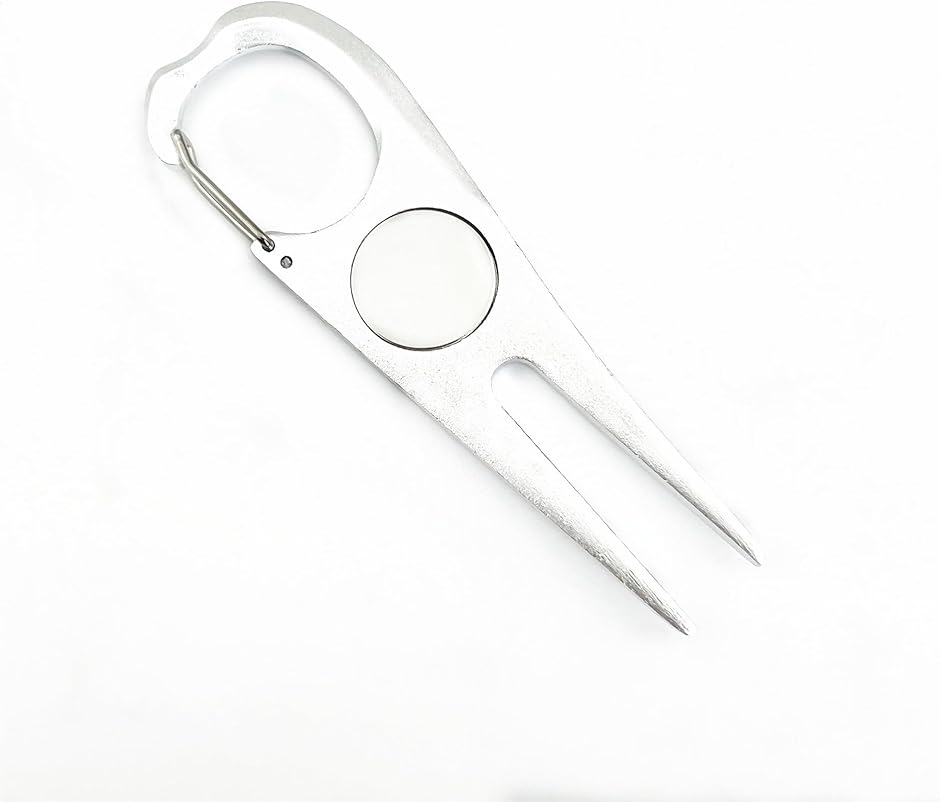 ポータブル トレーニングエイド ボールフォーク アウトドア グリーンフォーク ディボット修復ツール ゴルフピッチ (シルバー,  普通)