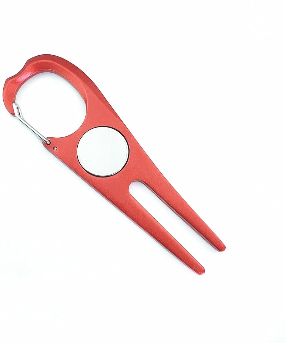 ポータブル トレーニングエイド ボールフォーク アウトドア グリーンフォーク ディボット修復ツール ゴルフピッチ (レッド,  普通)