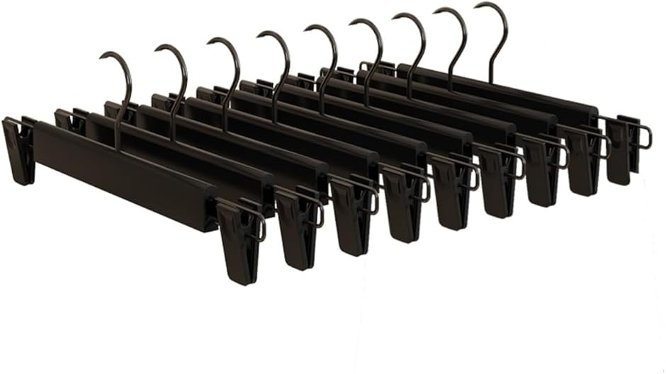 ズボンハンガー すべらない スカート パンツ スラックス 対応 省スペース 多機能 360°回転クリップ付き (ブラック,  12個)