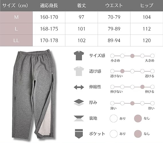 介護 ズボン サイドジッパー フルオープン 寝たまま 簡単着替え
