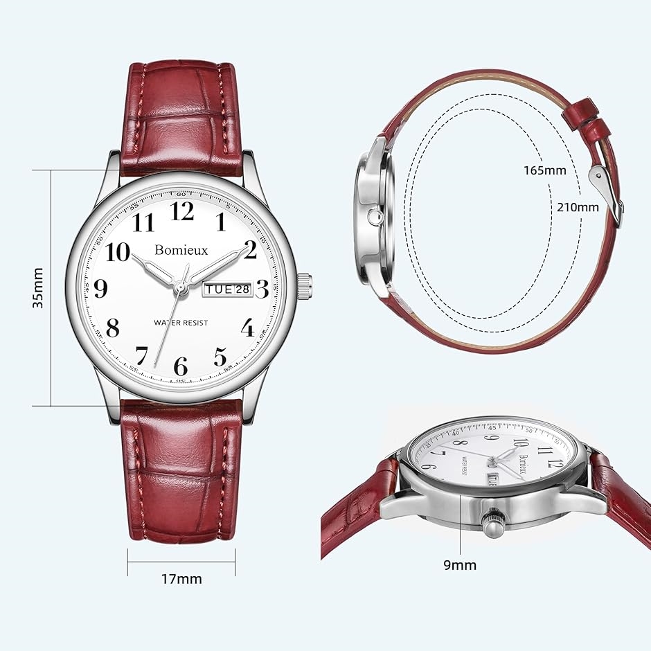 腕時計メンズ シンプル 日付/曜日表示 防水 アナログ 薄型 革ベルト