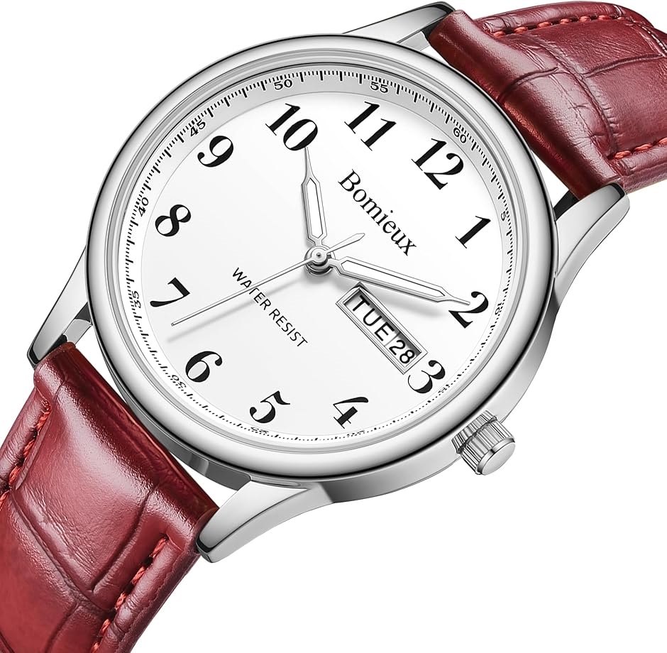 腕時計メンズ シンプル 日付/曜日表示 防水 アナログ 薄型 革ベルト