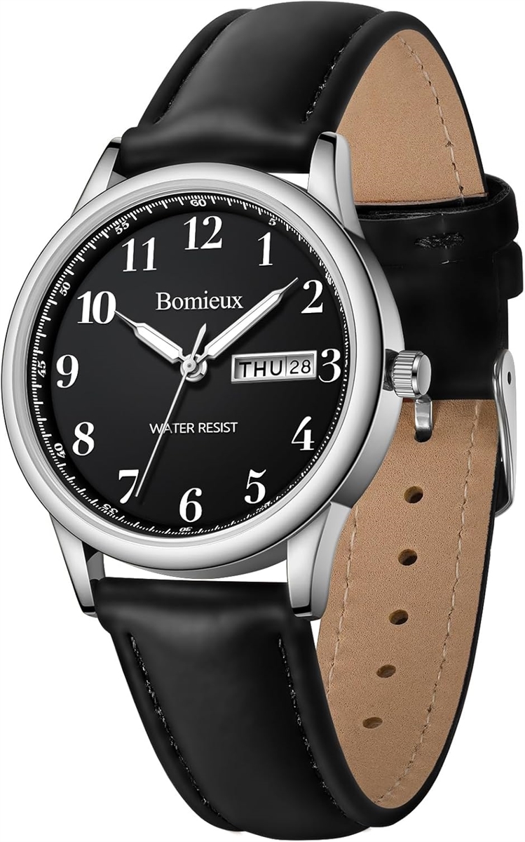 腕時計メンズ シンプル 日付/曜日表示 防水 アナログ 薄型 革ベルト