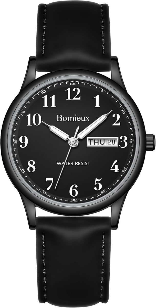 腕時計メンズ シンプル 日付/曜日表示 防水 アナログ 薄型 革ベルト