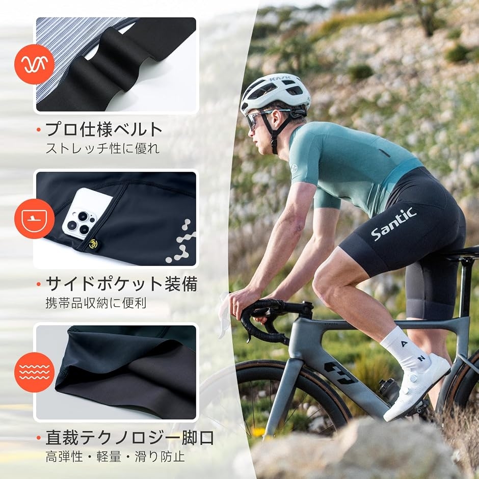 自転車 ロードバイク 夏 ウェア ロングビブタイツ M ブラック