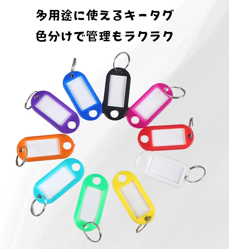 プラスチックキータグ キーホルダー 名札 IDキーリングタグ 業務用 