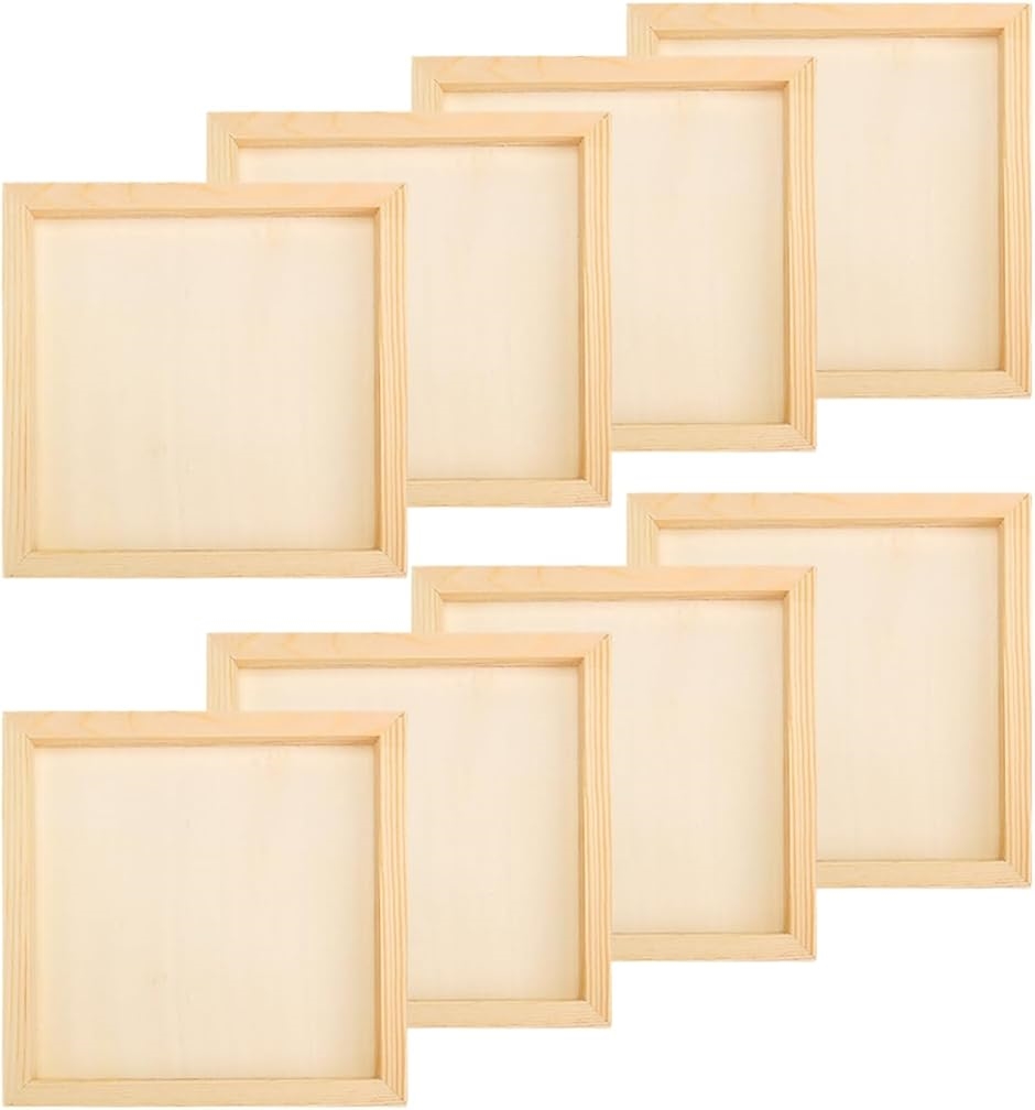 キャンバス スクエア ボード 木製 未仕上げ ウッド パネル 8枚 セット