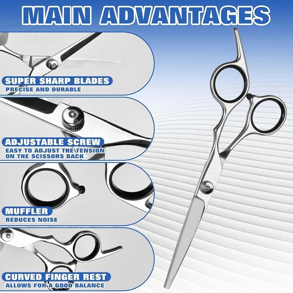 1個フラットカット 髪切りハサミ 革嚢付 ヘアフラットカット鋏