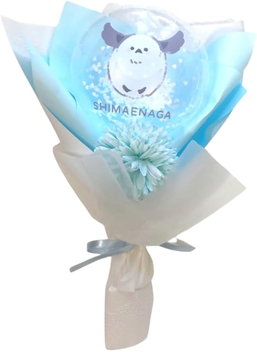 シマエナガとお花のバルーンブーケ 誕生日 発表会 卒業 入学 (Blue,  25x15cm)