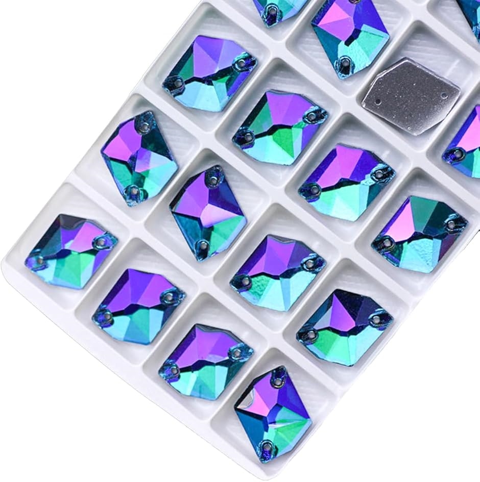 装飾用 ガラスビジュー ガラスストーン 高輝度 パーツ ソーオン ソーオンビジュー ガラスビーズ(オーロラアクア 10x14mm)