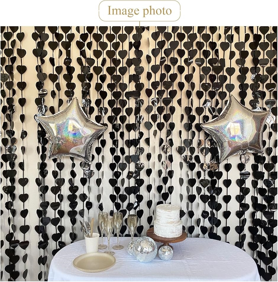 タッセルカーテン 2個 セット ハート型 キラキラ 背景 結婚式 誕生日